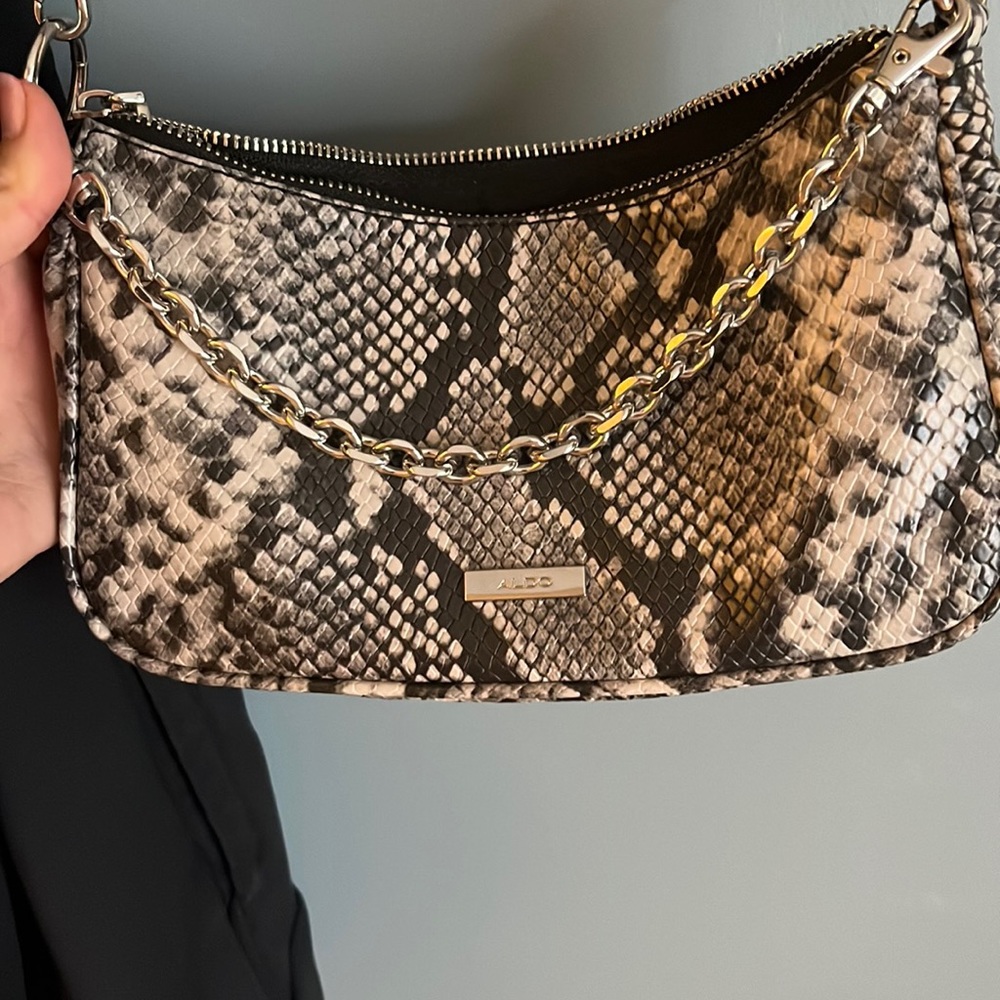 Aldo gray and black snake skin pattern purse